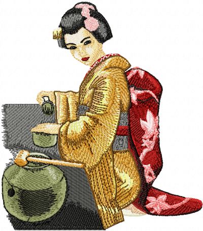 Tea Geisha machine embroidery design