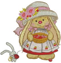 Bunny Mi with basket embroidery design