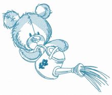 Teddy bear with watering can 10 embroidery design