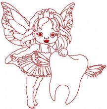 Redwork tooth fairy embroidery design