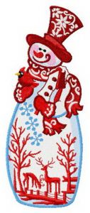 Stylish snowman embroidery design