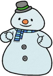 Snowman with hat embroidery design