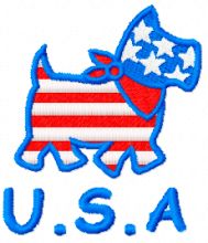 Happy Dog USA style embroidery design