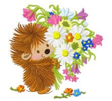 Hedgehog's bouquet embroidery design