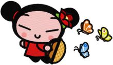 Pucca Fly as Butterfly embroidery design