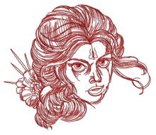 Spanish girl sketch embroidery design