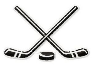 Hockey sticks and puck embroidery design