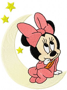 Minnie Mouse and moon machine embroidery design