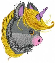 Cute baby unicorn head embroidery design