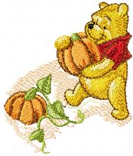 Winnie Pooh and pumpkins embroidery design
