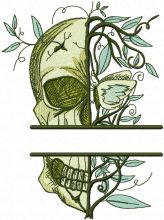 Skull Always Spring monogram embroidery design