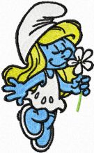 Smurf Girl with Flower  embroidery design