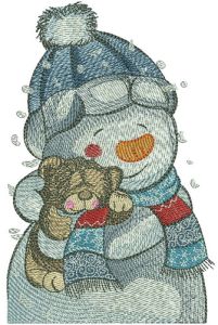 Teddy bear for snowman embroidery design