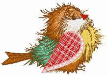 Cute European robin embroidery design
