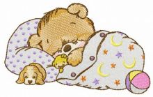 Good night little bear embroidery design