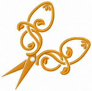 Scissors with leaf motif embroidery design