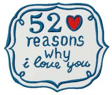 52 reasons why I love you 4 embroidery design