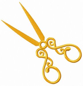 Golden stylish scissors embroidery design