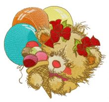 Teddy bear with balloons embroidery design