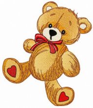 Teddy bear with hearts on heels embroidery design