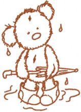 Teddy Bear rainy day embroidery design
