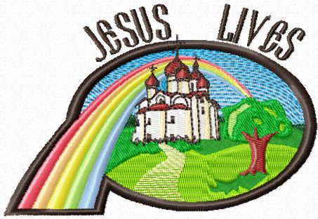 Easter landscape free machine embroidery design