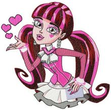 Draculaura in love embroidery design