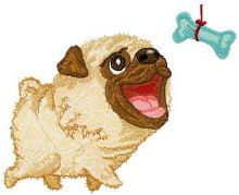 Tease pug-dog embroidery design