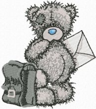 Teddy Bear postman embroidery design