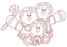 Gingerbread family 4 embroidery design