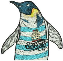Summer penguin embroidery design