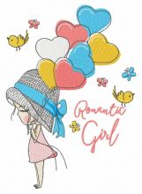 Romantic girl embroidery design