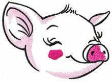 Happy piggy embroidery design