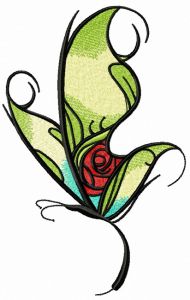 Rose pattern butterfly embroidery design