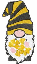 Gnome with yellow flowers embroidery design