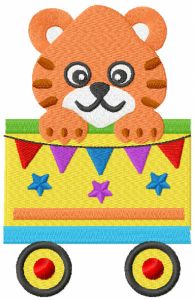 Tiger on the train embroidery design