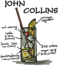 John Collins cocktail embroidery design