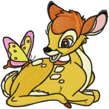 Bambi and butterfly  embroidery design
