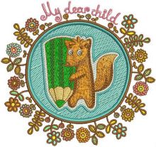 Squirrel the painter embroidery design