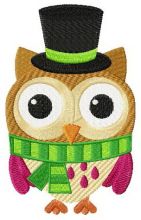 Funny owl in hat embroidery design