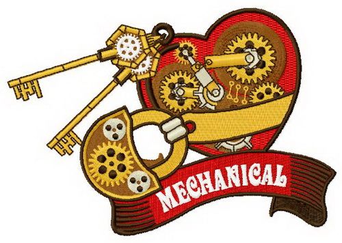 Mechanical heart 4 machine embroidery design