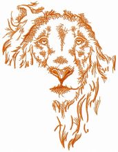 African lion sketch embroidery design