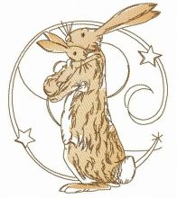 Bunnies hug embroidery design