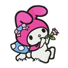 My Melody Playing a Pipe embroidery design