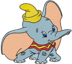 Dumbo playing embroidery design