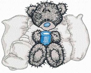 Teddy bear is sick embroidery design