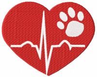 Dog heart beat free embroidery design