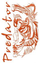Half tiger muzzle predator embroidery design