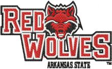Arkansas Red Wolves logo embroidery design