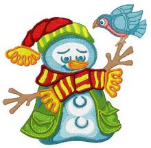 Happy snowman embroidery design